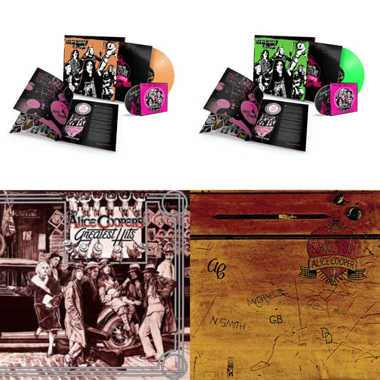 Alice Cooper - Live From The Astroturf (Glow-In-The-Dark LP Vinyl/DVD) & Live From The Astroturf (Apricoot LP Vinyl/DVD) & School's Out (Expanded & Remastered/3LP) & Alice Cooper's Greatest Hits (180G/Limited Anniversary Edition)