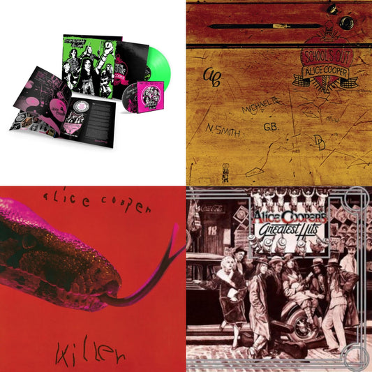 Alice Cooper - Live From The Astroturf (Glow-In-The-Dark LP Vinyl/DVD) & School's Out (Expanded & Remastered/3LP) & Killer (Expanded & Remastered/3LP) & Alice Cooper's Greatest Hits (180G/Limited Anniversary Edition)