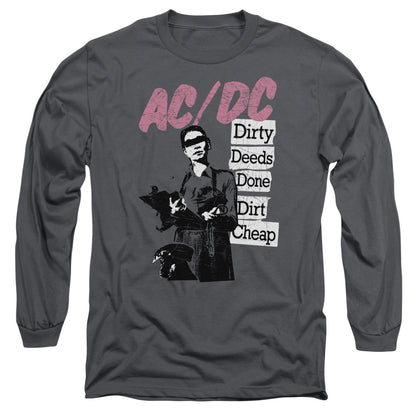 AC/DC Dirty Deeds Mens Long Sleeve Shirt Charcoal Officially Licensed