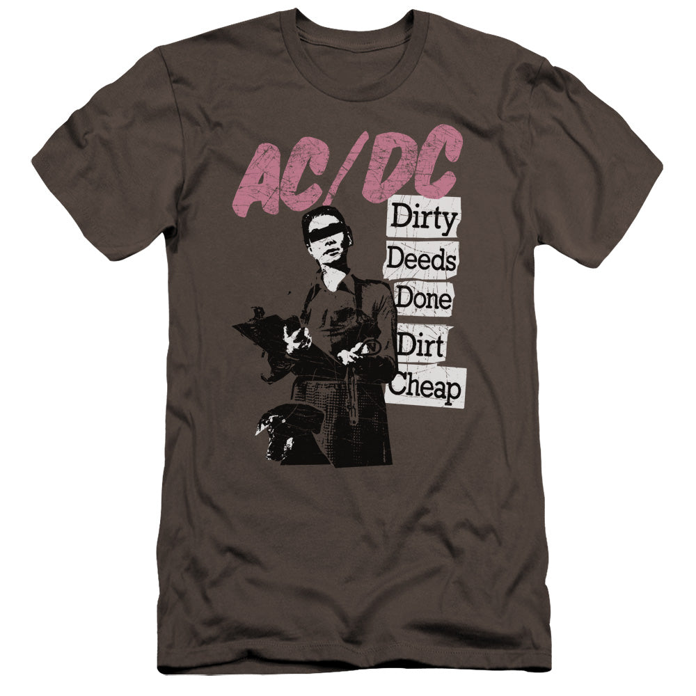 ACDC Dirty Deeds Premium Bella Canvas Slim Fit Mens T Shirt Charcoal