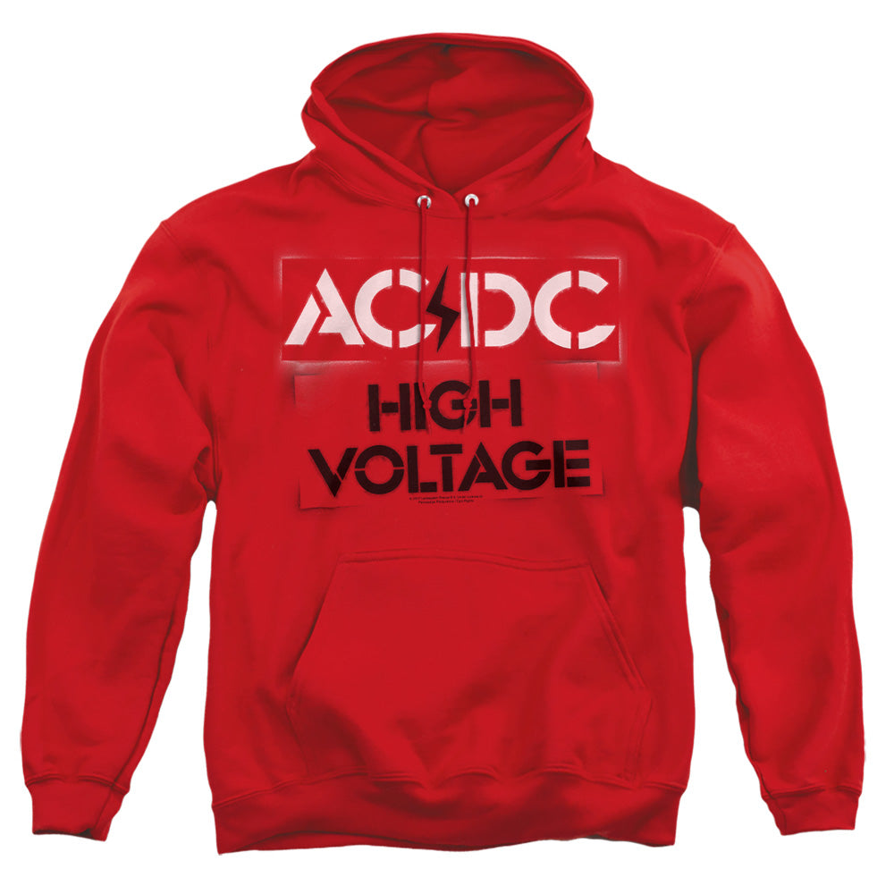 AC/DC High Voltage Stencil Mens Hoodie Red Officially Licensed