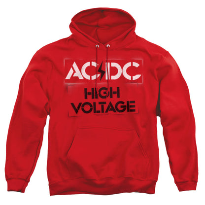 AC/DC High Voltage Stencil Mens Hoodie Red Officially Licensed