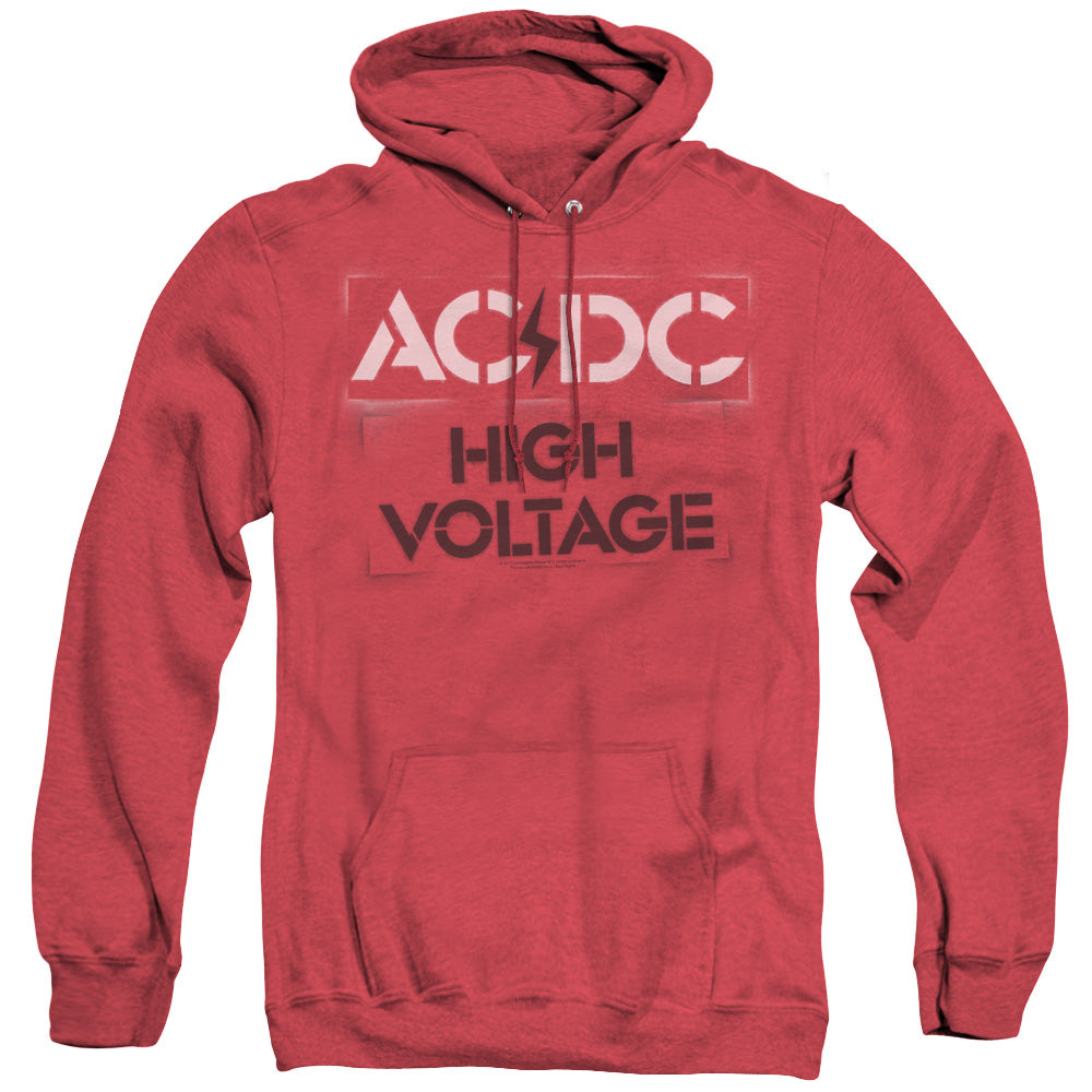 AC/DC High Voltage Stencil Heather Mens Hoodie Red Officially Licensed