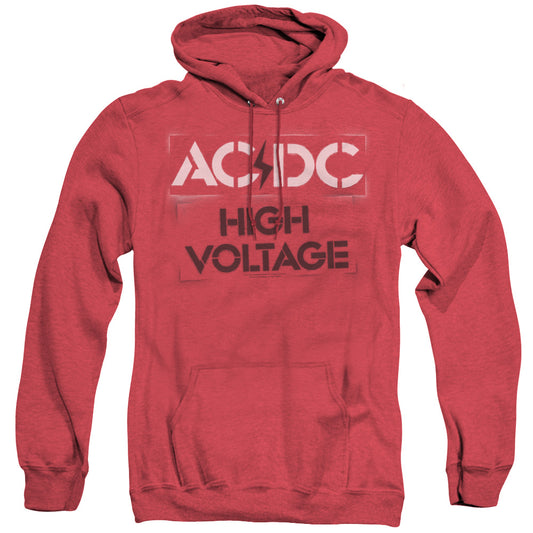 AC/DC High Voltage Stencil Heather Mens Hoodie Red Officially Licensed