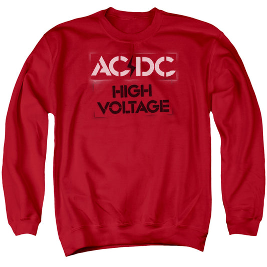 Acdc High Voltage Stencil Mens Crewneck Sweatshirt Red