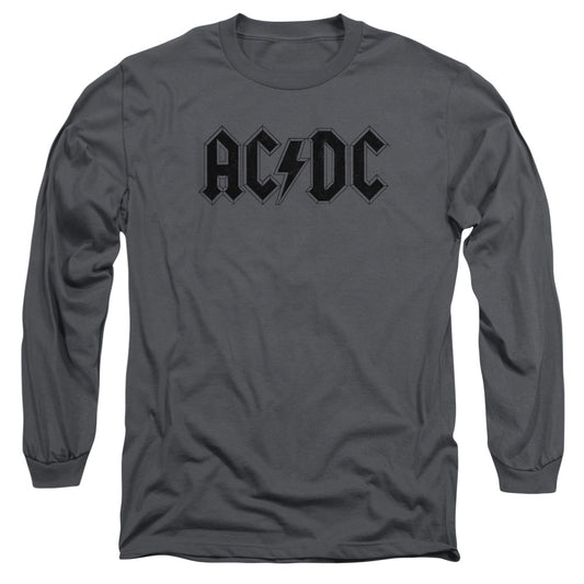 ACDC Worn Logo Mens Long Sleeve Shirt Charcoal