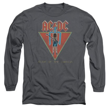 AC/DC Flick Of The Switch Mens Long Sleeve Shirt Charcoal Officially Licensed