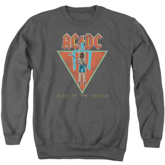 Acdc Flick Of The Switch Mens Crewneck Sweatshirt Charcoal