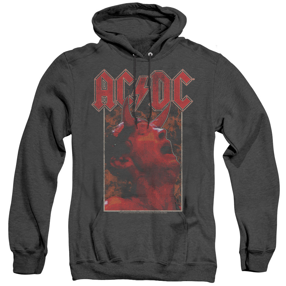 AC/DC Horns Heather Mens Hoodie Black Officially Licensed