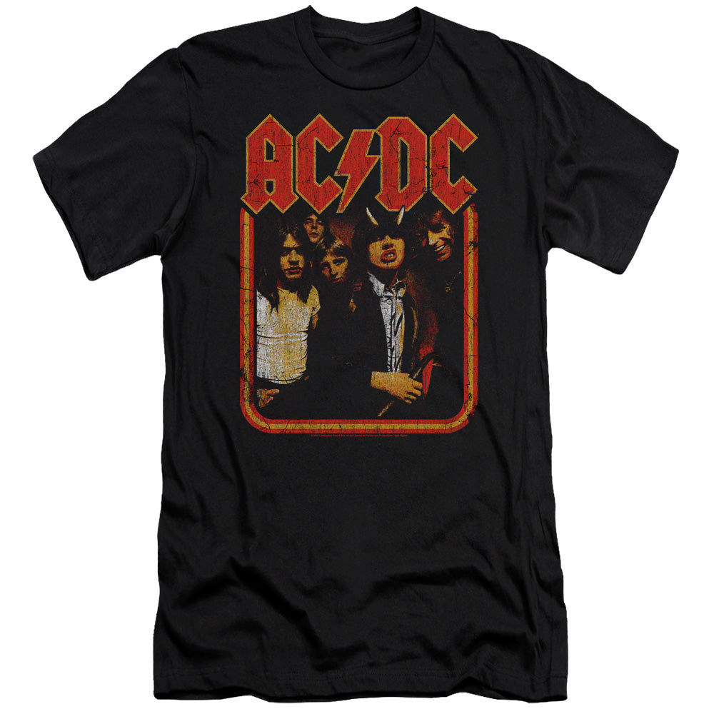 ACDC Group Distressed Hbo Premium Bella Canvas Slim Fit Mens T Shirt Black