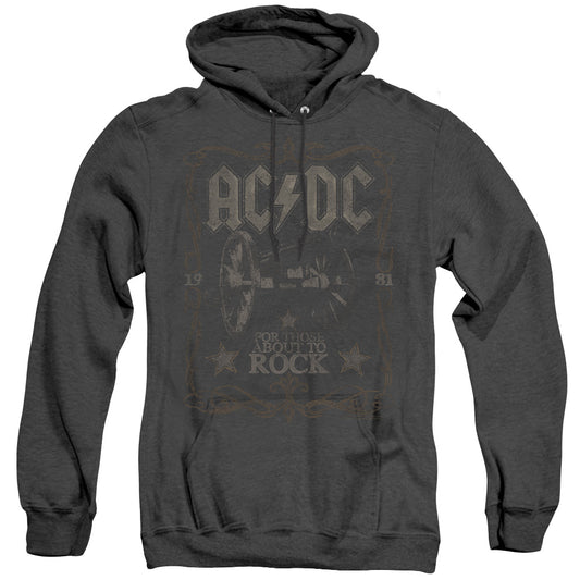 AC/DC Rock Label Heather Mens Hoodie Black Officially Licensed