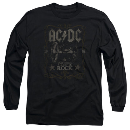 AC/DC Rock Label Mens Long Sleeve Shirt Black Officially Licensed