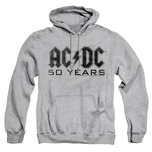 AC/DC 50 Years Logo Black Mens Hoodie Athletic Heather Officially Licensed