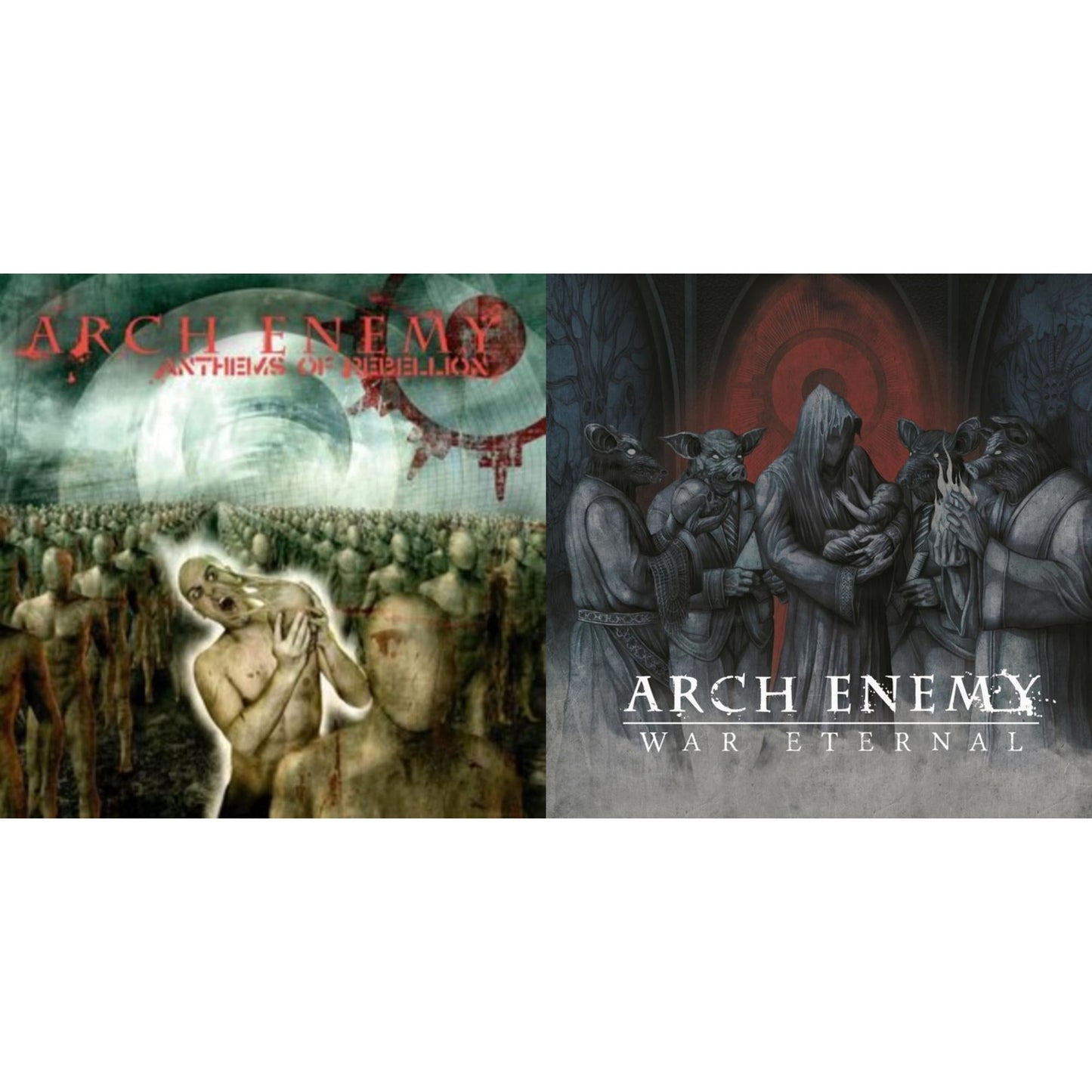 Arch Enemy - Anthems Of Rebellion (Re-Issue 2023) (Transparent Light Blue LP Vinyl) & War Eternal (Re-Issue 2023/Magenta LP Vinyl)