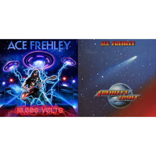 Ace Frehley - 10,000 Volts (Edge Only Splatter/Metal Gym Locker/Red Splatter LP Vinyl) & Frehley's Comet (Red & Blue Hand Poured Effect LP Vinyl)