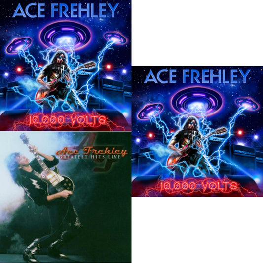 Ace Frehley - 10,000 Volts (Orange Tabby LP Vinyl) & Greatest Hits Live & 10,000 Volts (Edge Only Splatter/Metal Gym Locker/Red Splatter LP Vinyl)