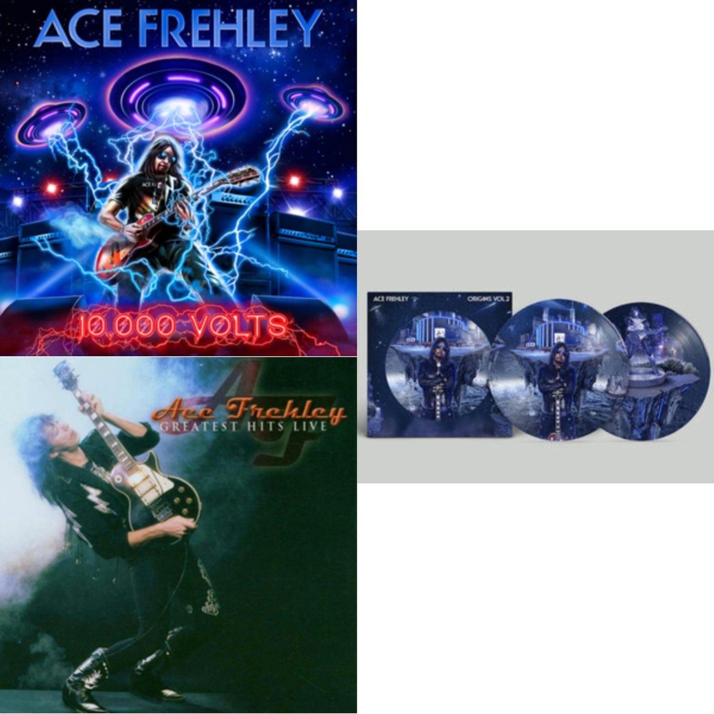 Ace Frehley - Greatest Hits Live & 10,000 Volts (Orange Tabby LP Vinyl) & Origins: Vol. 2 (Picture Disc)