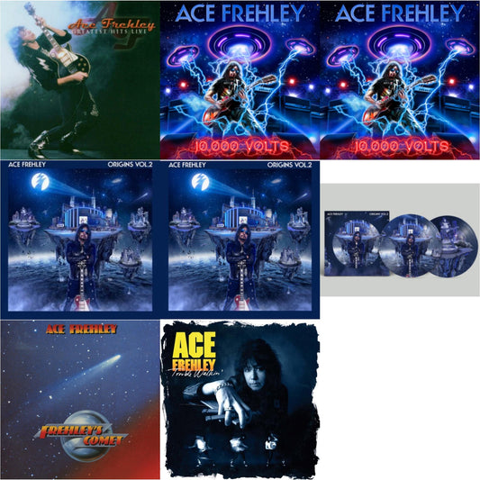 Ace Frehley - Greatest Hits Live & 10,000 Volts (Edge Only Splatter/Metal Gym Locker/Red Splatter LP Vinyl) & 10,000 Volts (Dragons Den LP Vinyl) & Origins Vol.2 (Blue & White LP Vinyl) & Origins: Vol. 2 (I) & Origins: Vol. 2 (Picture Disc) &