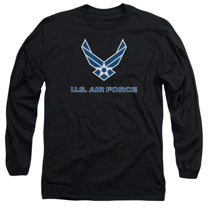 Air Force Logo Mens Long Sleeve Shirt Black Officially Licensed