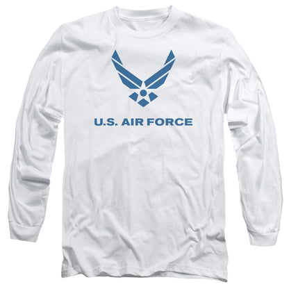 Air Force Distressed Logo Mens Long Sleeve Shirt White