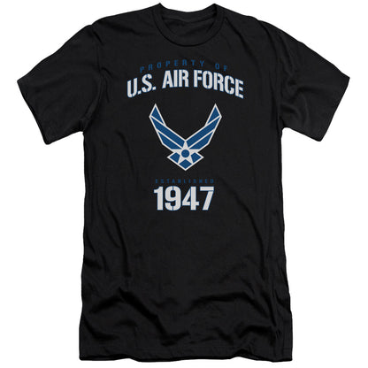 Air Force Property Of Premium Bella Canvas Slim Fit Mens T Shirt Black