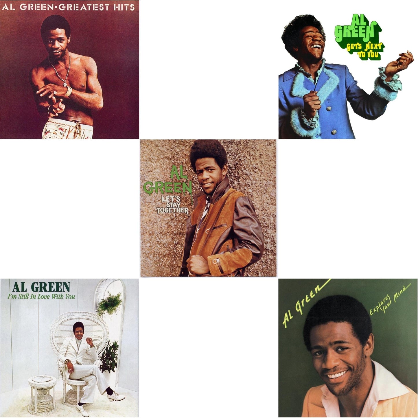 Al Green - Greatest Hits & I'm Still In Love With You & Let's Stay Together & Gets Next To You & Al Green Explores Your Mind - LP Vinyl Bundle