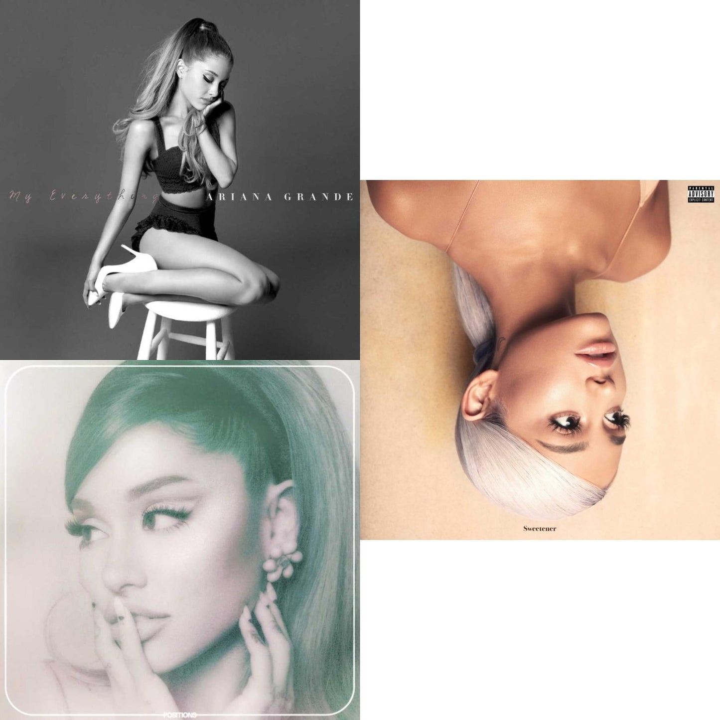 Ariana Grande - Positions (Coke Bottle Clear LP Vinyl) & Sweetener (X) (2LP) & My Everything