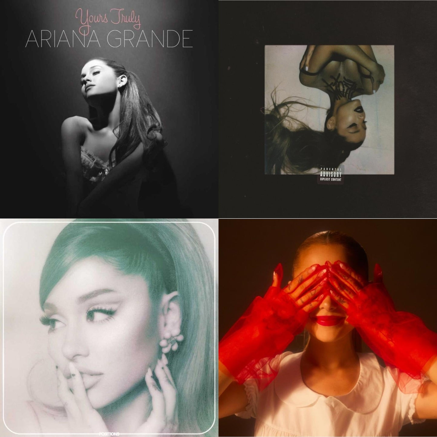 Ariana Grande - Positions (Coke Bottle Clear LP Vinyl) & Eternal Sunshine (X) (Ruby LP Vinyl) & Thank U, Next & Yours Truly (180G)