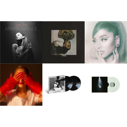 Ariana Grande - Positions (Coke Bottle Clear LP Vinyl) & Eternal Sunshine (X) (Ruby LP Vinyl) & Eternal Sunshine Deluxe: Brighter Days Ahead (X) (Translucent Marble Vinyl/2LP) & Thank U, Next & Dangerous Woman (2LP) & Yours Truly (180G)