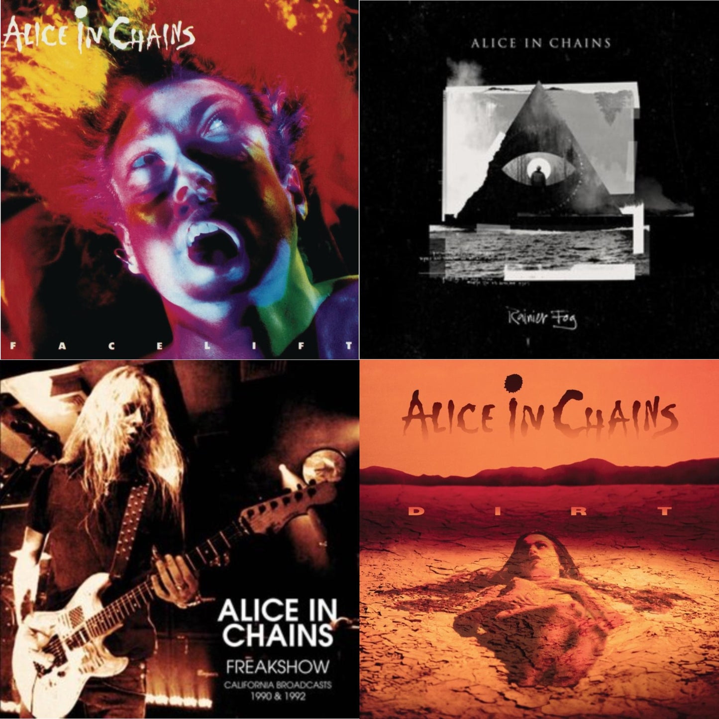Alice In Chains - Facelift (2LP) & Rainier Fog (Smog Color Variant LP Vinyl) & Freak Show (Red Vinyl/2LP) & Dirt (2LP)