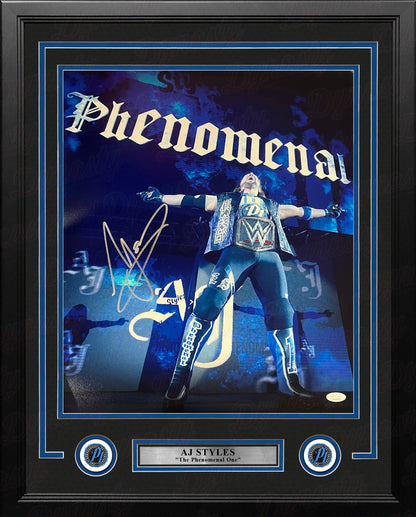 AJ Styles Phenomenal Championship Entrance Autographed Framed WWE Wrestling Photo