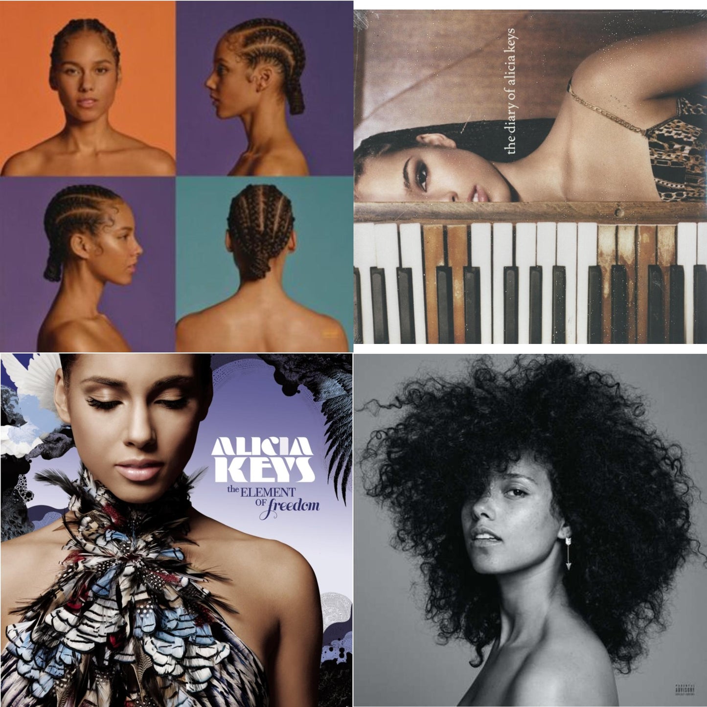 Alicia Keys - Alicia (X) (2LP/150G/Opaque White Vinyl/Dl Insert) & Diary Of Alicia Keys & Element Of Freedom (2LP/Lilac Vinyl) & Here (Pa) (150G/Dlcard/Gatefold/24 X 24 Poster)