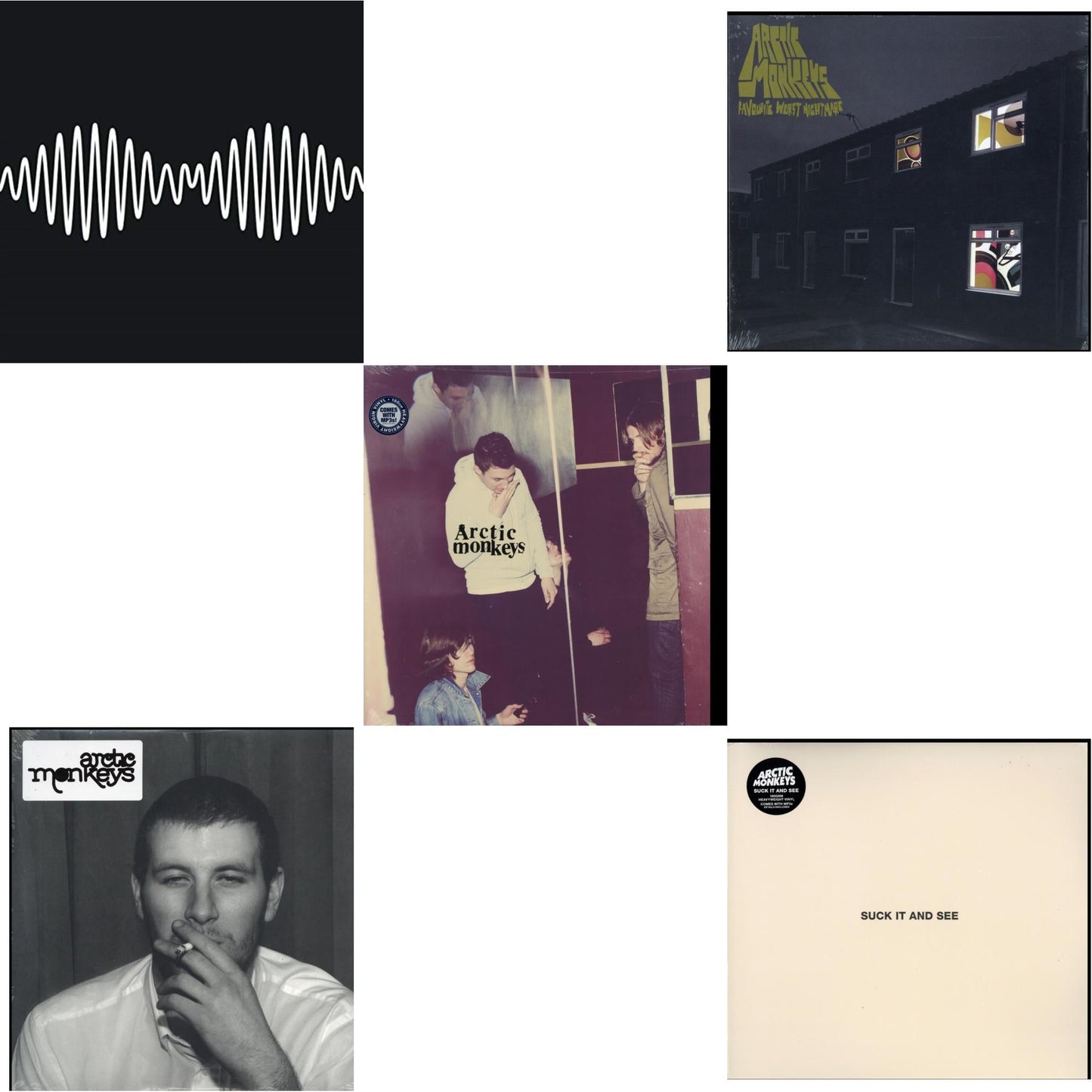 Arctic Monkeys - Favourite Worst Nightmare & Whatever People Say I Am That's What I Am Not & Humbug (Dl Card) & Suck It & See (Dl Card) & Am (Dl Card) - LP Vinyl Bundle