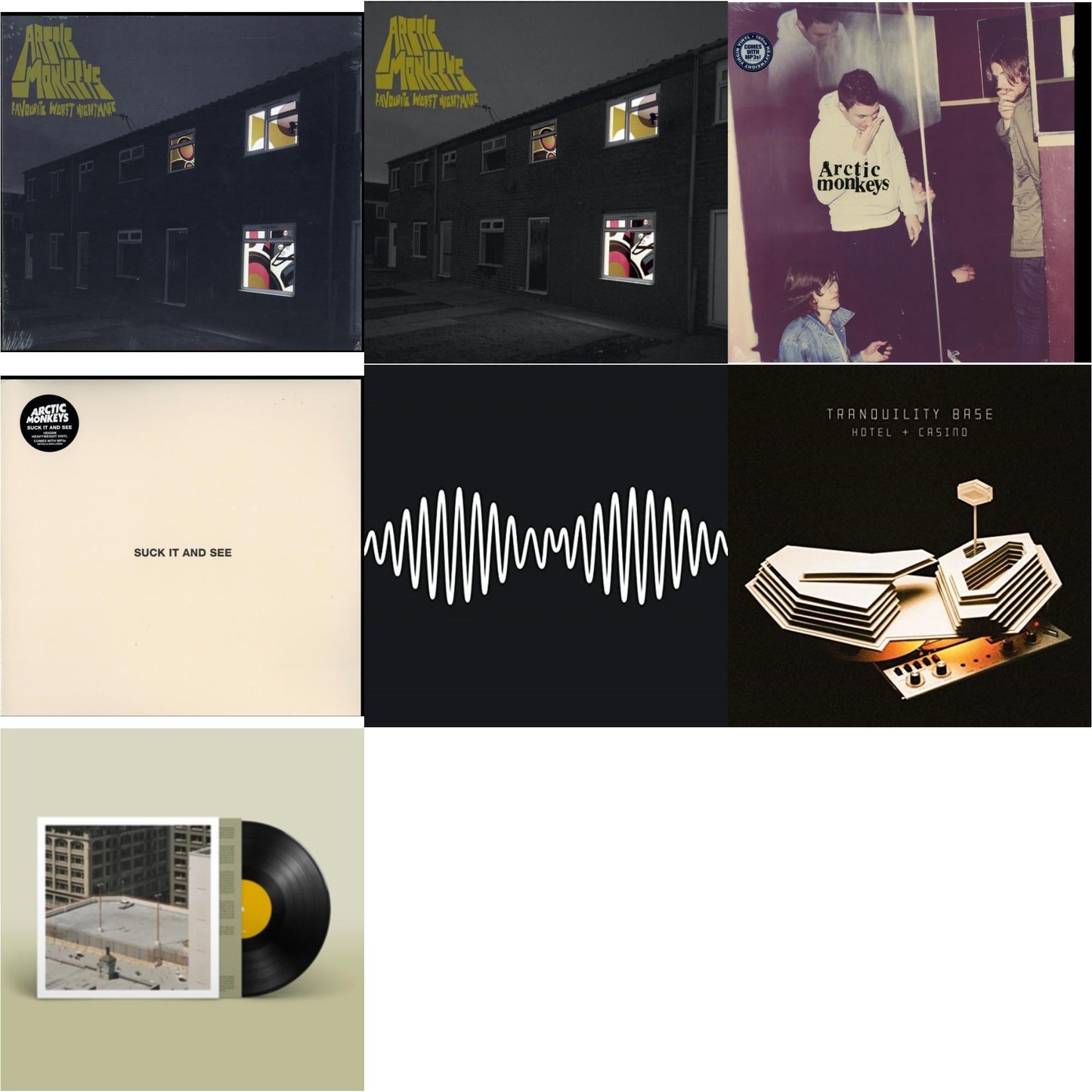 Arctic Monkeys - Favourite Worst Nightmare & Favourite Worst Nightmare (Gatefold) & Humbug (Dl Card) & Suck It & See (Dl Card) & Am (Dl Card) & Tranquility Base Hotel & Casino (Dl Card) & The Car - LP Vinyl Bundle