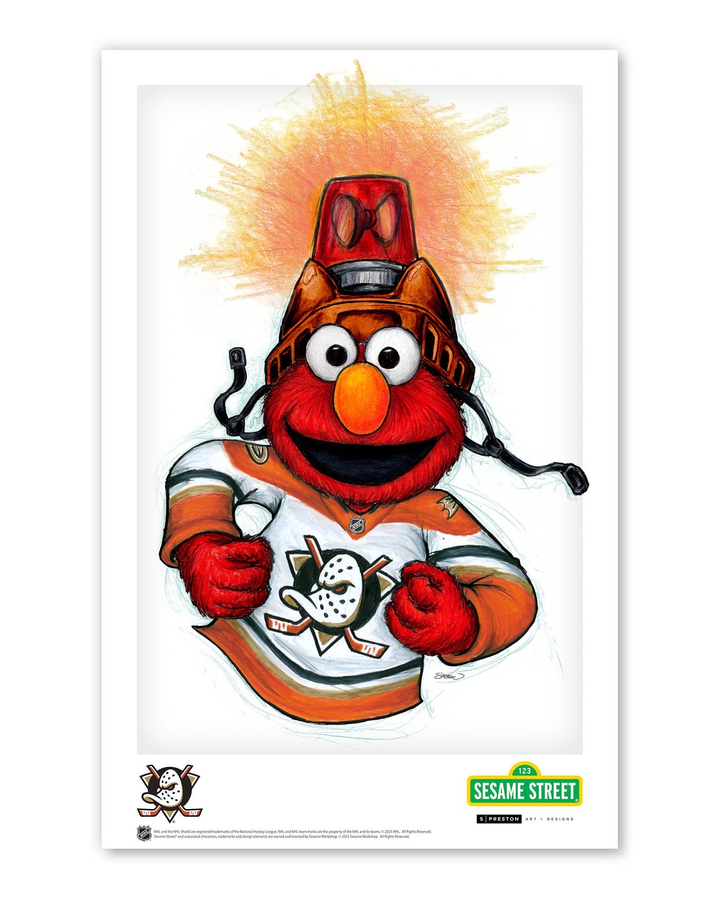 Elmo Loves Goals! x NHL Ducks Limited Edition Art Print