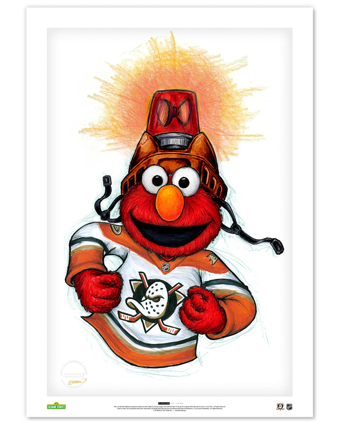 Elmo Loves Goals! x NHL Ducks Limited Edition Art Print