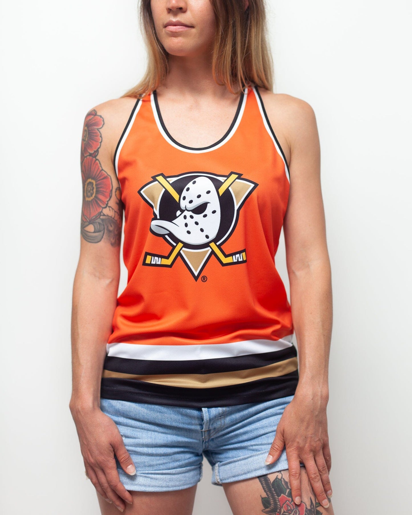 Anaheim Ducks Orange Retro Alternate Women's Racerback Hockey Tank