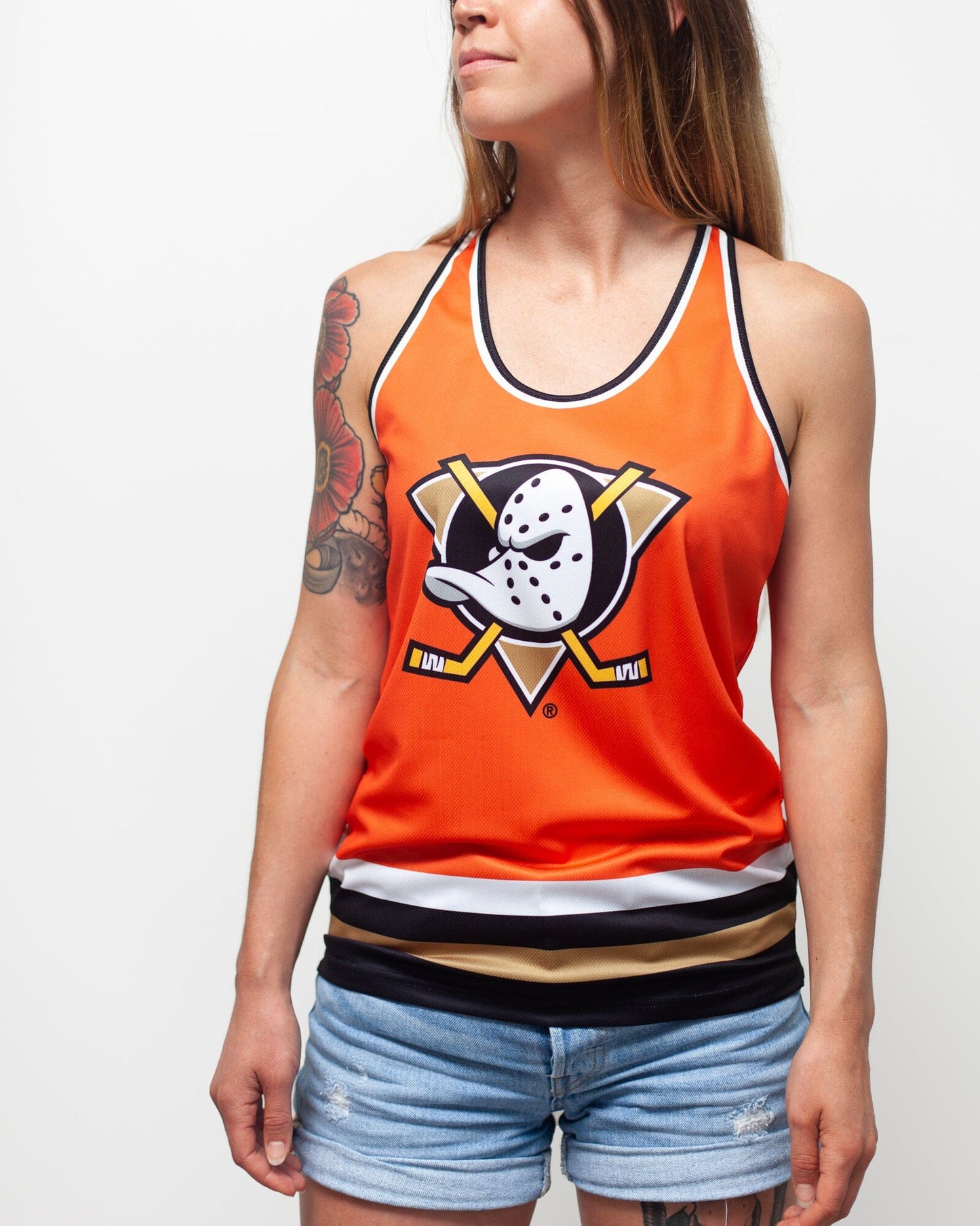 Anaheim Ducks Orange Retro Alternate Women's Racerback Hockey Tank