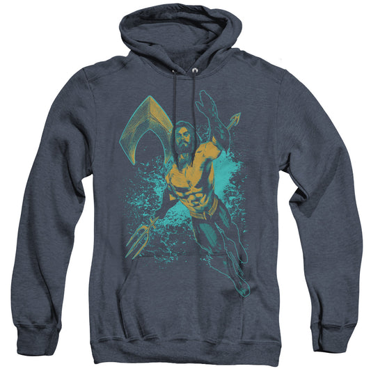 Aquaman Movie Make A Splash Heather Mens Hoodie Navy Officially Licensed