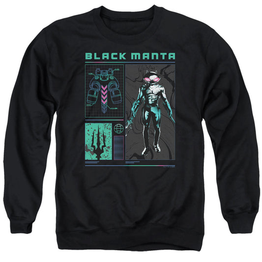 Aquaman And The Lost Kingdom Black Manta Stats Mens Crewneck Sweatshirt Black