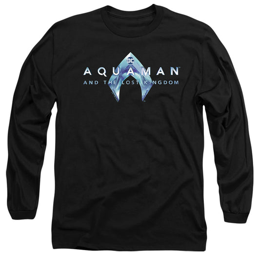 Aquaman And The Lost Kingdom Logo Mens Long Sleeve Shirt Black Officially Licensed