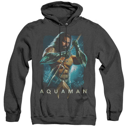 Aquaman Movie Trident Mens Heather Hoodie Black