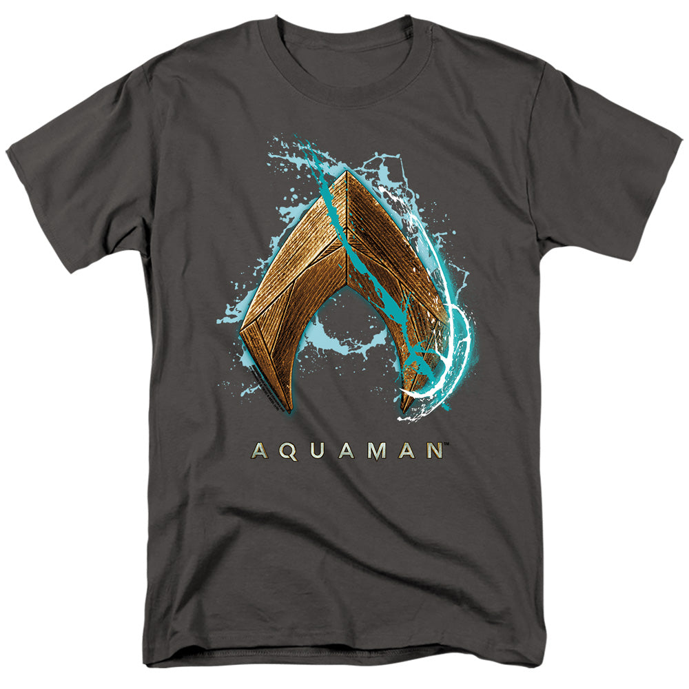Aquaman Movie Water Shield Mens T Shirt Charcoal