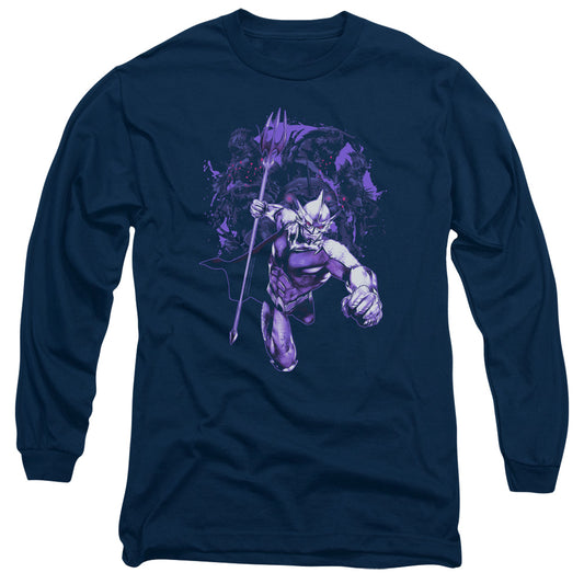 Aquaman Movie Evil Doers Mens Long Sleeve Shirt Navy