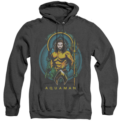 Aquaman Movie Aqua Nouveau Heather Mens Hoodie Black Officially Licensed