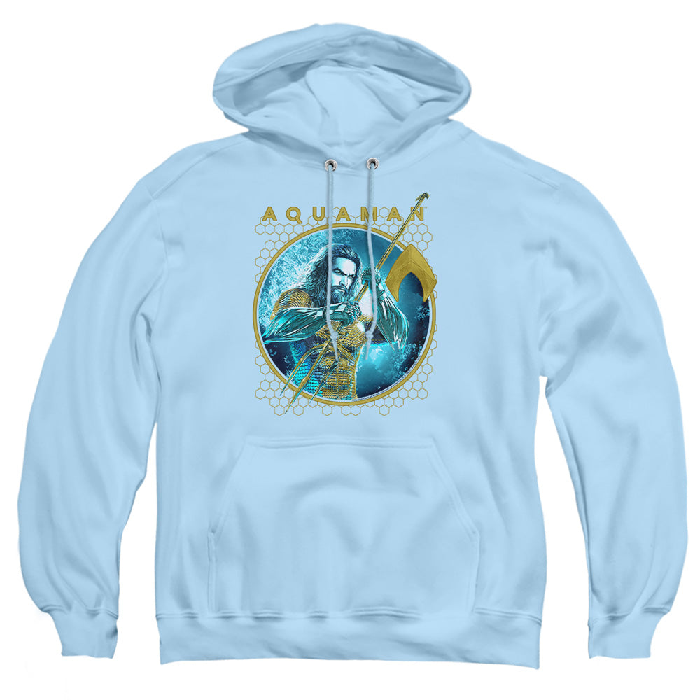 Aquaman Movie Trident Of Neptune Mens Hoodie Light Blue Officially Licensed