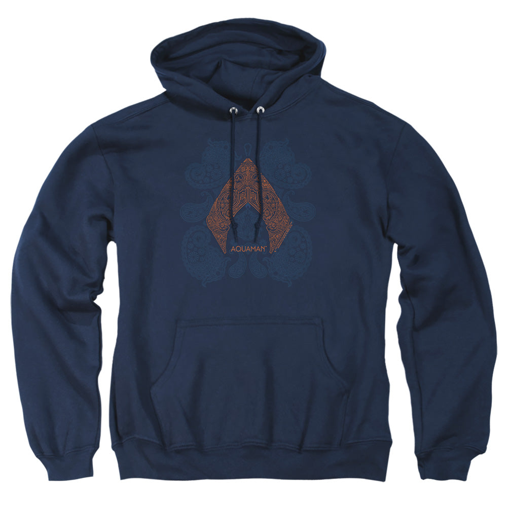 Aquaman Movie Aqua Paisley Mens Hoodie Navy Officially Licensed