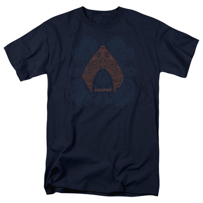 Aquaman Movie Aqua Paisley Mens T Shirt Navy