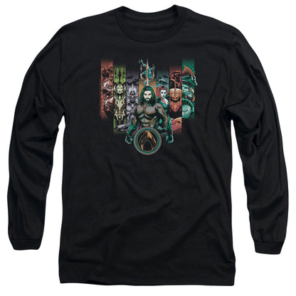 Aquaman Movie Unite The Kingdoms Mens Long Sleeve Shirt Black Officially Licensed
