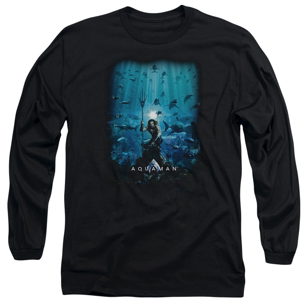 Aquaman Movie Poster Mens Long Sleeve Shirt Black Officially Licensed